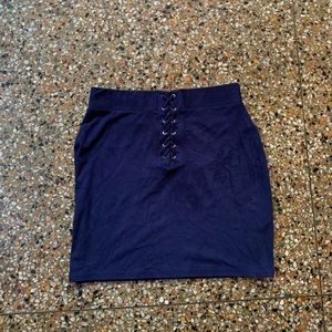 Blue Suede Pencil Skirt